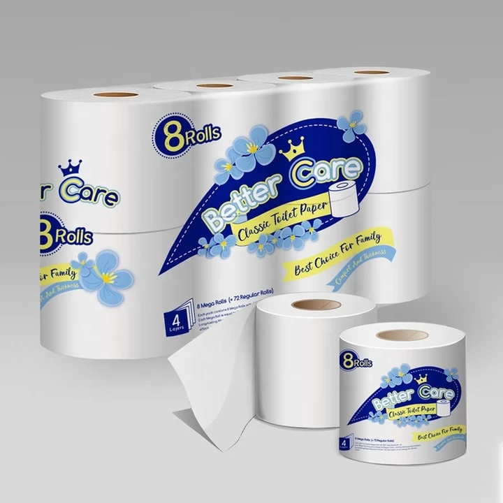 Rouleau de papier toilette à 3 couches en pâte vierge (OEM)