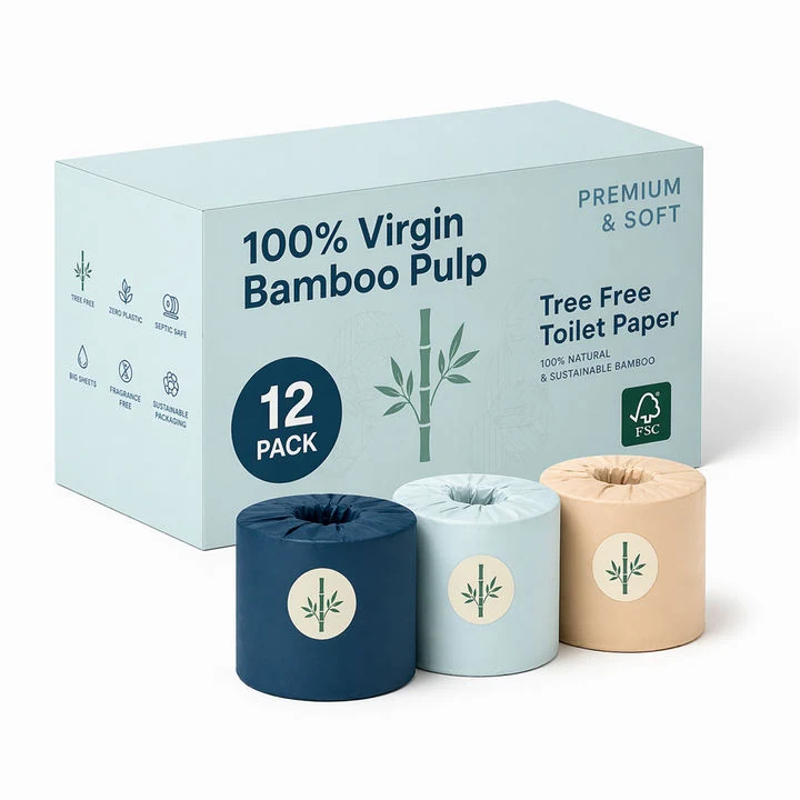 Rouleau de papier toilette en bambou avec logo personnalisé