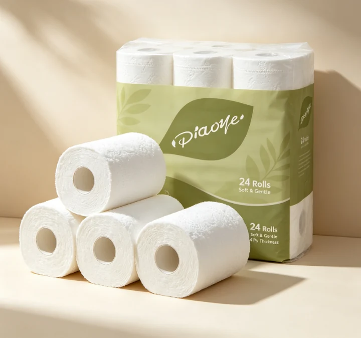 Rouleau de papier toilette doux en pâte vierge